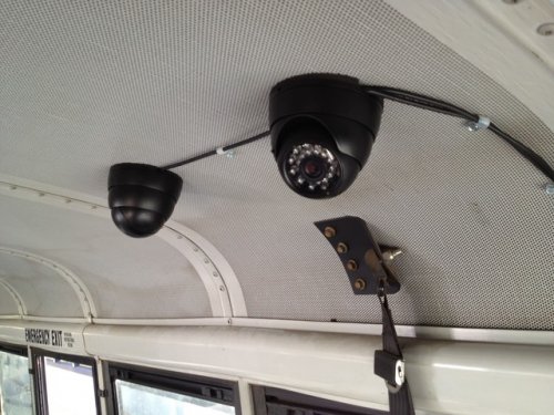 pupil transportation security camera system cameras roof mount exposed cables per customer request